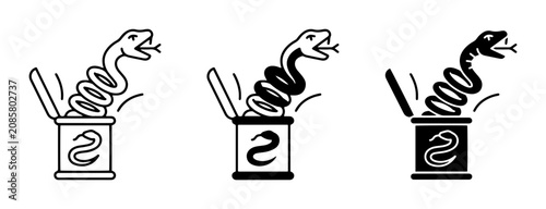 Quadro su tela Snake in a Box Icons, Surprise Danger Vector Graphics, Trick or Treat Symbols