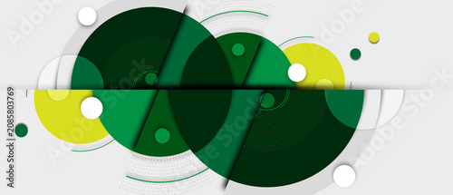 Colorful Abstract Geometric Circles Floating on Minimal Light Background