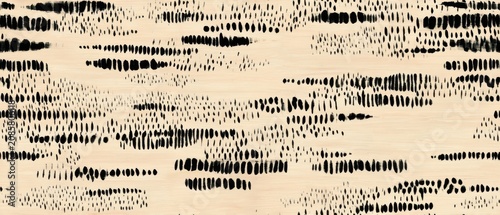 Seamless Abstract Hand-Painted Black and White Brush Pattern on Warm Neutral Paper