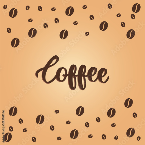 Coffee bean pattern vector illustration with text