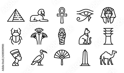 Foto Ancient Egypt vector icons, Egyptian civilization symbols, historical culture li