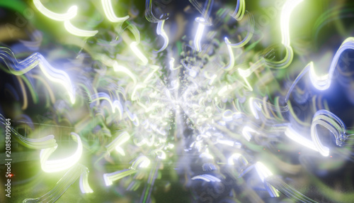 Swirling neon lights in abstract design