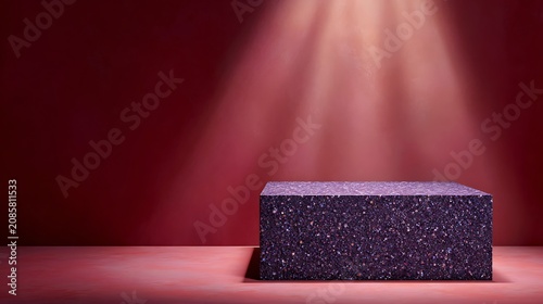 Elegant Footage-Ready Stage with Spotlight and Sparkling Pedestal for Products