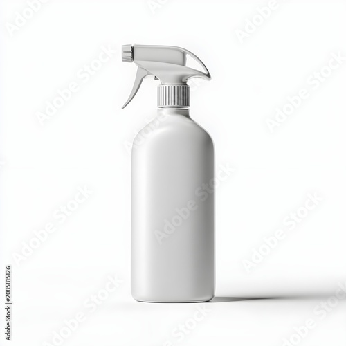 Blank white plastic spray bottle for cleaning and cosmetic products