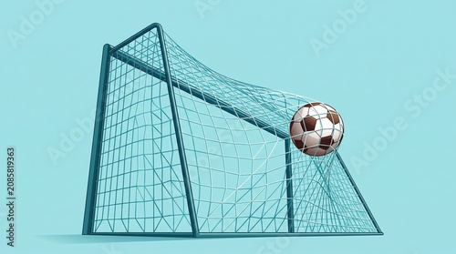 Minimal Soccer Goal with Ball Inside Net Sports Background Illustration