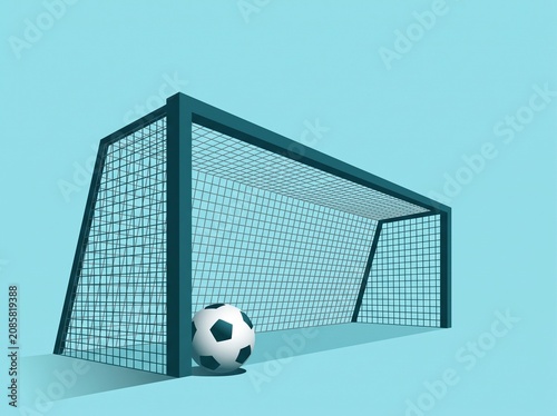 Minimal Soccer Goal with Ball Inside Net Sports Background Illustration
