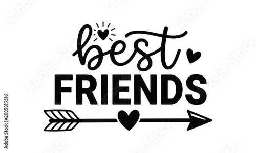 Canvastavla Best friends typography design with hearts and arrow