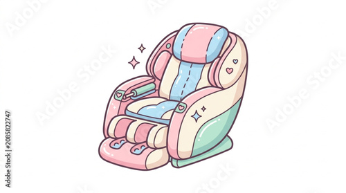 фотографія Comfortable massage chair with pastel colors and sparkling accents