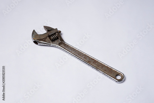 Professional Adjustable Wrench Isolated on White Background
