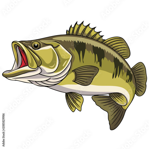 A drawing of a fish with a mouth open and a mouth open Print