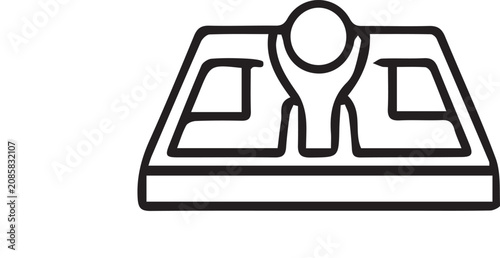 Minimalist map pin icon vector, black and white navigation symbol, location marker on city street map for travel and logistics apps