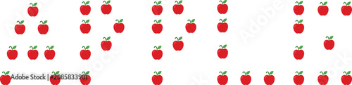 Foto The word APPLES written with many small fresh red fruit icons arranged in a grid