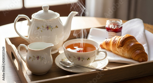 Morning Tea and Croissant Breakfast Tray