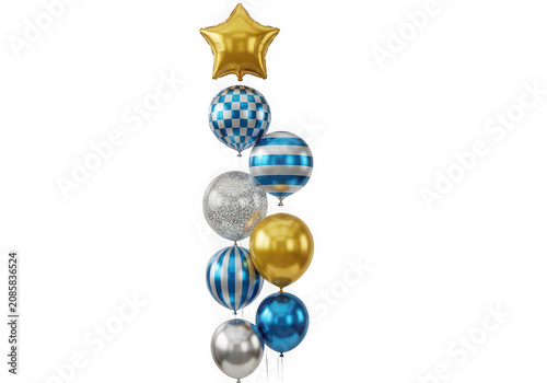 Bunch of colorful balloons isolated on transparent background