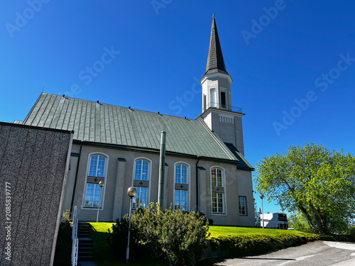 Schilderij op canvas Lutheran Church in Hanko (Hango), Finland, Famous Finnish Resort.