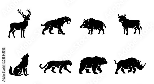 Photography Wild Animal Silhouettes Collection: Deer, Wolf, Bear, Rhino, Boar, Big Cat, Bull