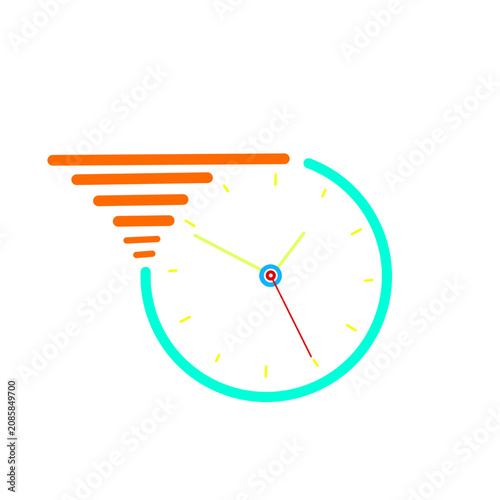 time concept with a colorful clock icon without a background