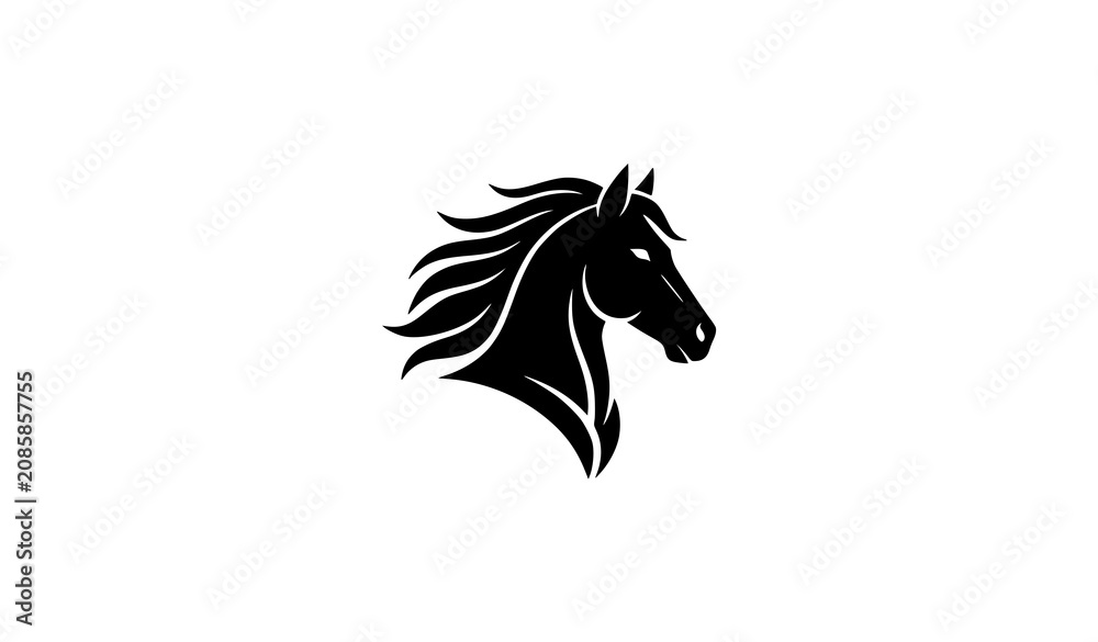 Fototapeta premium Minimal Horse Head Silhouette Logo Vector with Elegant Wild Animal Branding Design