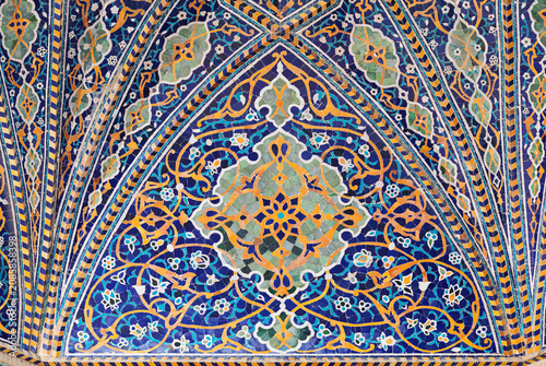 Colourful floral mosaic from Registan, Samarkand.
