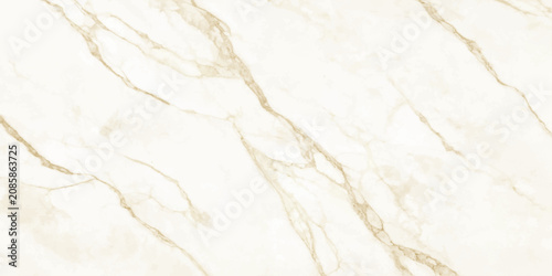 Schilderij op canvas A close-up view of a smooth, marbled surface with elegant beige veins swirling across a creamy white background, exuding a sense of luxury and sophistication