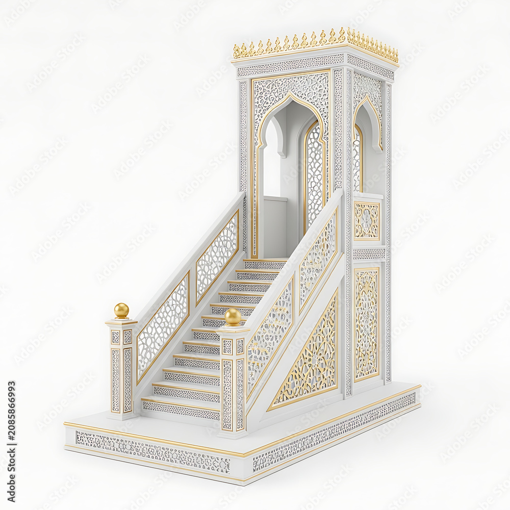Obraz premium Gold and white lego staircase model