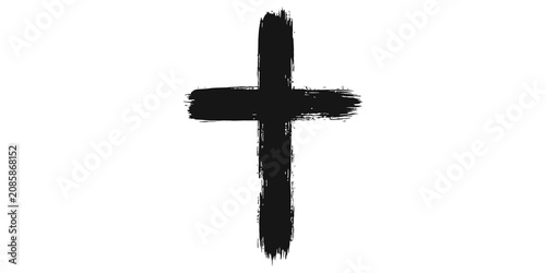 Φωτογραφία Christian Cross Brush Stroke Silhouette Graphic Object