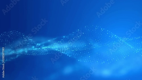 Abstract Blue Wave of Light: A mesmerizing digital artwork depicts a flowing wave of luminous blue particles and light, evoking a sense of advanced technology and cosmic wonder.