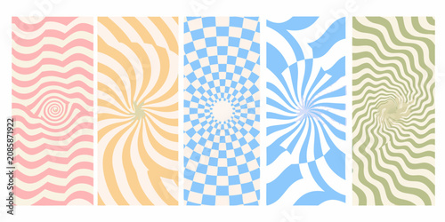 Fotografie Optical illusion patterns pastel colored vector illustrations on white backgroun