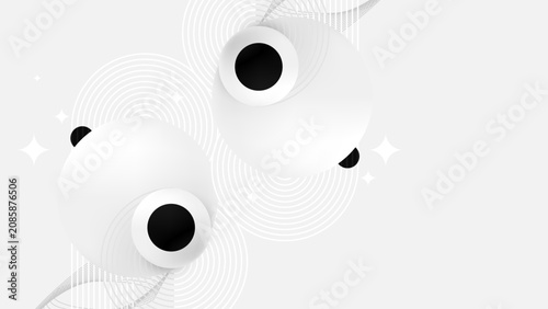Abstract white digital dynamic circle background. Futuristic hi-technology co...