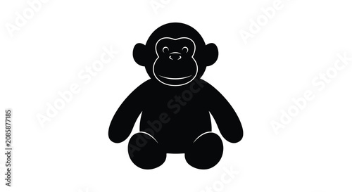 Canvas Print Black monkey silhouette against a white background silhouette