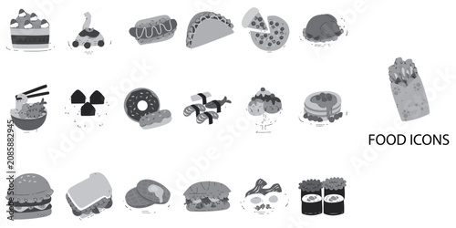 Food simple New New concept 24 Grew Color icons set .Vector illustration.