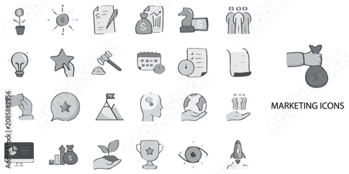 Marketing simple New concept 24 Grew color icons set .Vector illustration.