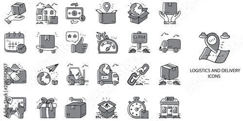 Logistics Delivery simple New concept 24 Grew color icons set .Vector illustration.