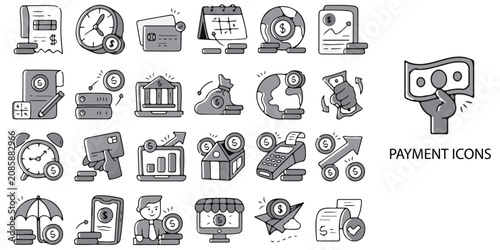 Payment simple New concept 24 Grew color icons set .Vector illustration.