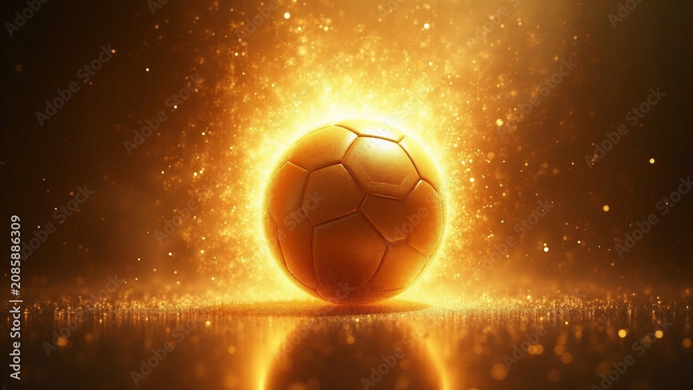 Fototapeta premium Golden football emerging from