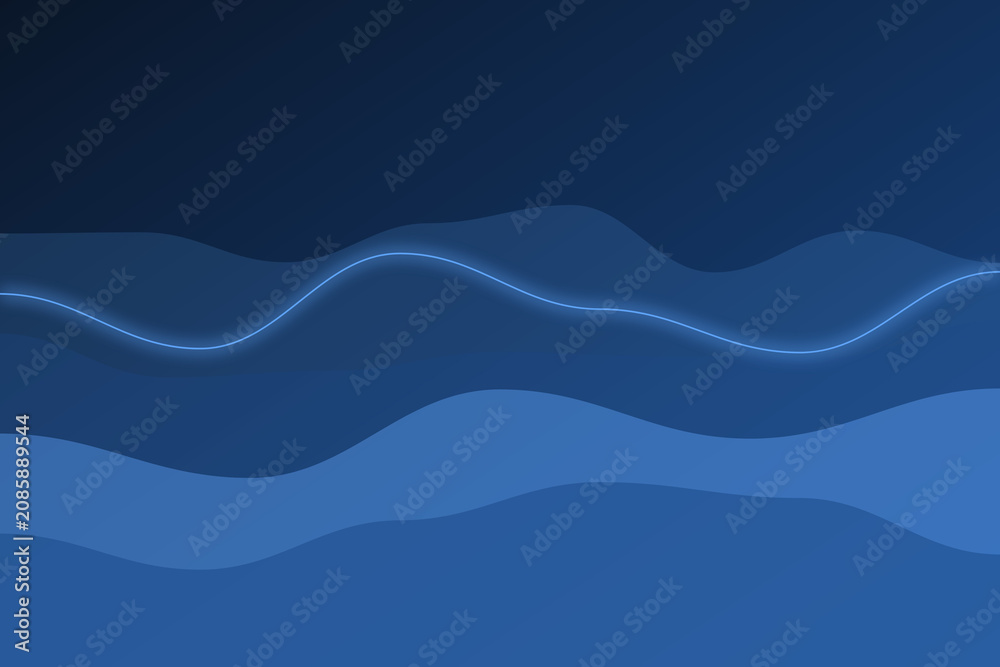 Fototapeta premium Smooth waves abstract background in deep blue colors