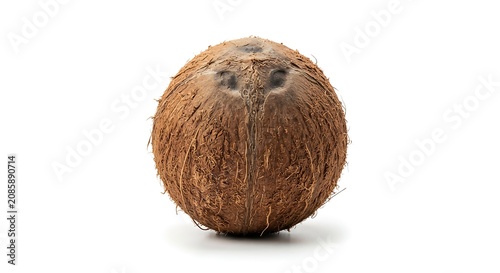 Whole coconut isolated on white background on white background