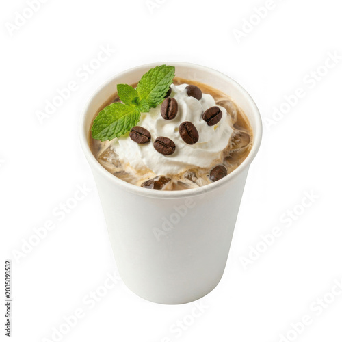 Delicious chocolate chip cookie milkshake in a paper cup