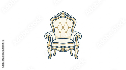 Принти на полотні Elegant antique white armchair with ornate carvings and tufted upholstery