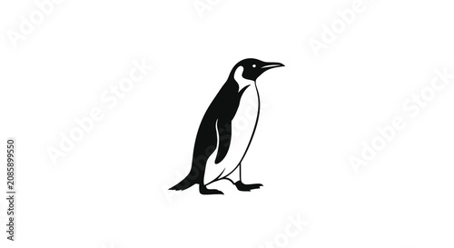 Quadro em tela A black penguin graphic depicted in a simplified vector silhouette against a whi