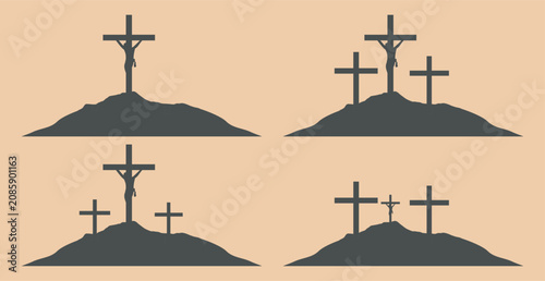Foto Jesus Christ Crucifix Vector Set Christian Cross Religious Collection