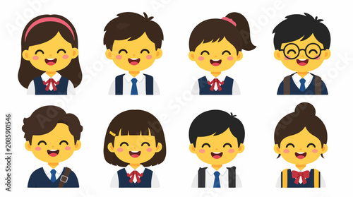 Canvastavla Flat cartoon avatars of male and female school students.