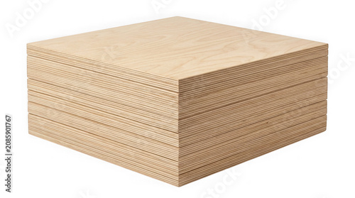 Canvastavla Large stack of plywood sheets isolated on transparent background for construction and furniture making