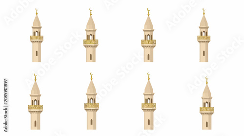 Foto Tall golden mosque minaret tower architectural symbols.