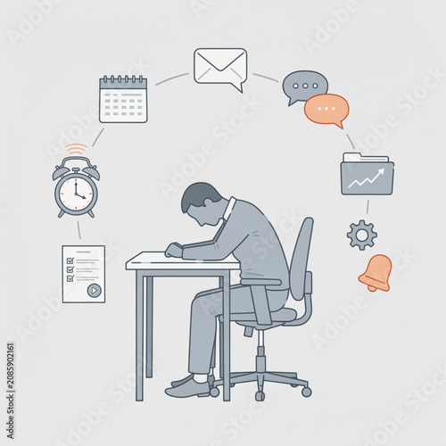  mental exhaustion concept stress illustration 