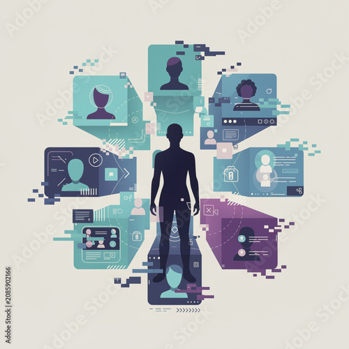social network mental exhaustion concept with people
