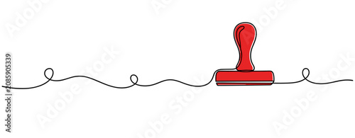 Rubber stamp standing on wavy line graphic background. no editable strokes