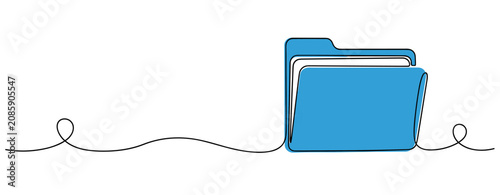 Folder open showing documents in minimalist white background. no editable strokes