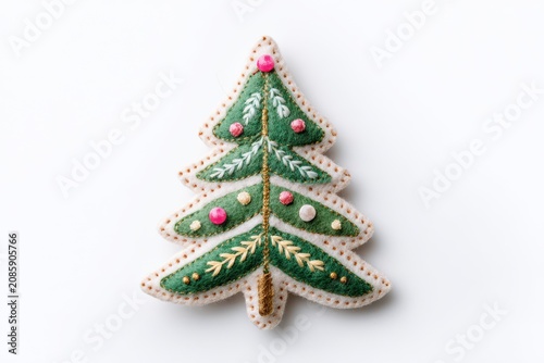 Cozy soft textile decoration with stitching and buttons for warm holiday designs.