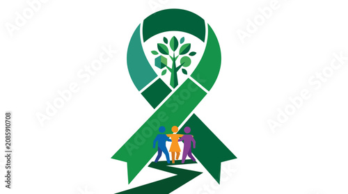 Photos Green Ribbon Symbolizing Growth, Community, and Hope